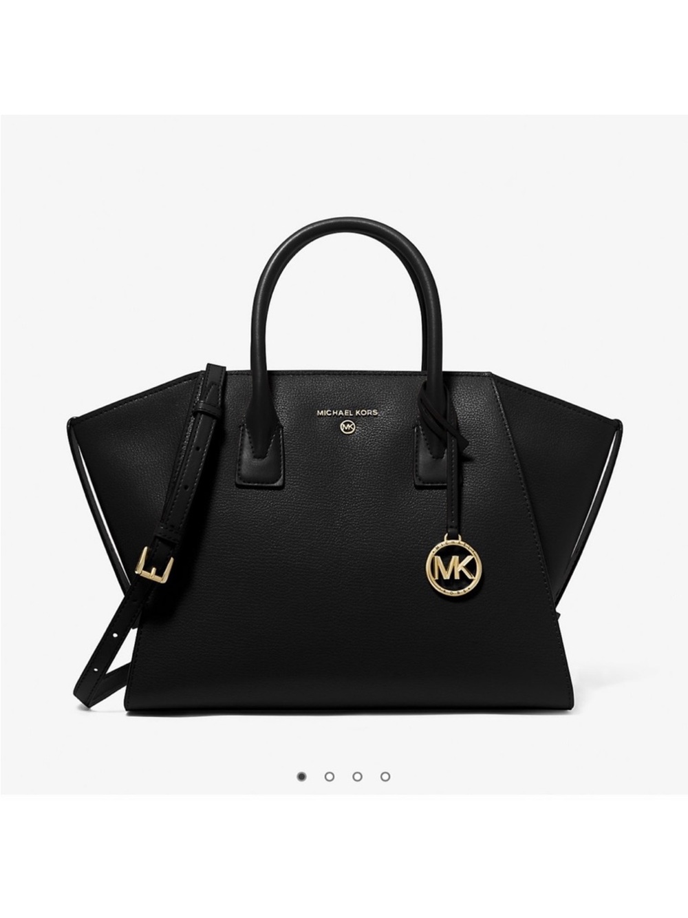 Michael Kors Black Large Avril Purse Gold MK Pendant